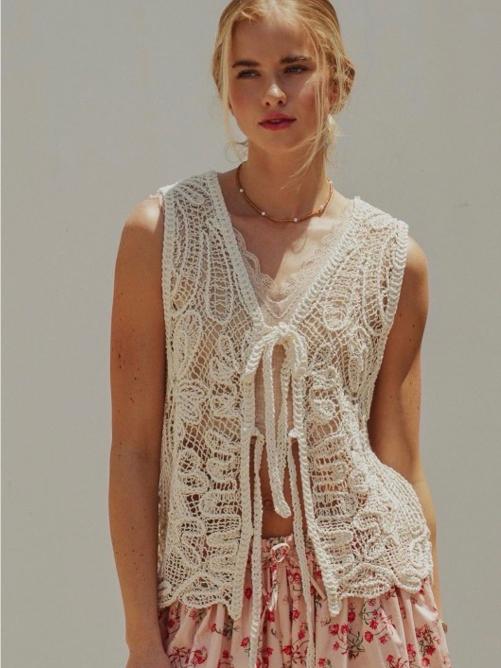 Urban Daizy Lace Up Crochet vest